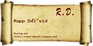 Rapp Dávid névjegykártya