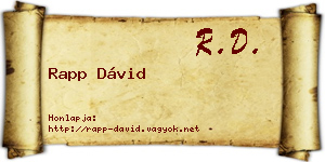 Rapp Dávid névjegykártya